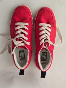 Baskets Aigle Form rouges en toile, vue de dessus.