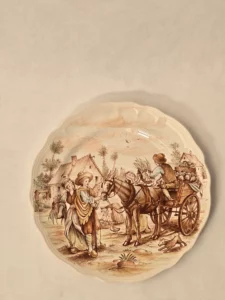 Assiette Sarreguemines Terre de Fer – Scène Villageoise n°8 La Récolte