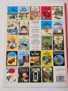 Quatrième de couverture Tintin Casterman 1977 présentant la grille des 24 albums de la collection.