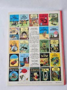 Dos 22 titres des éditions Casterman années 80, montrant la liste des albums Tintin et confirmant l’impression de mars 1983.