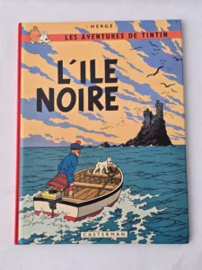 Couverture Tintin L Ile Noire Hergé Casterman 1981 barque mer château ​