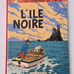 Couverture Tintin L Ile Noire Hergé Casterman 1981 barque mer château 