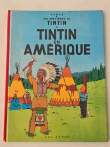 Couverture Tintin en Amérique Hergé Casterman 1984 camp indien Tintin ligoté