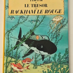 Couverture Le Trésor de Rackham le Rouge Hergé Casterman 1982 sous-marin requin Tintin