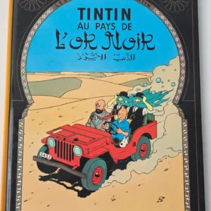 Couverture Tintin au pays de l Or noir Hergé Casterman 1983 jeep rouge désert