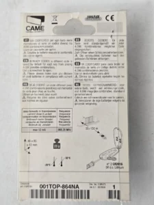 Étiquette technique dos télécommande CAME TOP 864NA 868 MHz 4 canaux rolling code