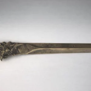 Coupe-papier Art Nouveau en bronze argenté décor aigle et chêne signé A. Villien