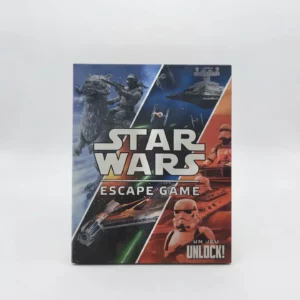 Boîte du jeu Star Wars Escape Game Unlock avec illustrations des trois aventures