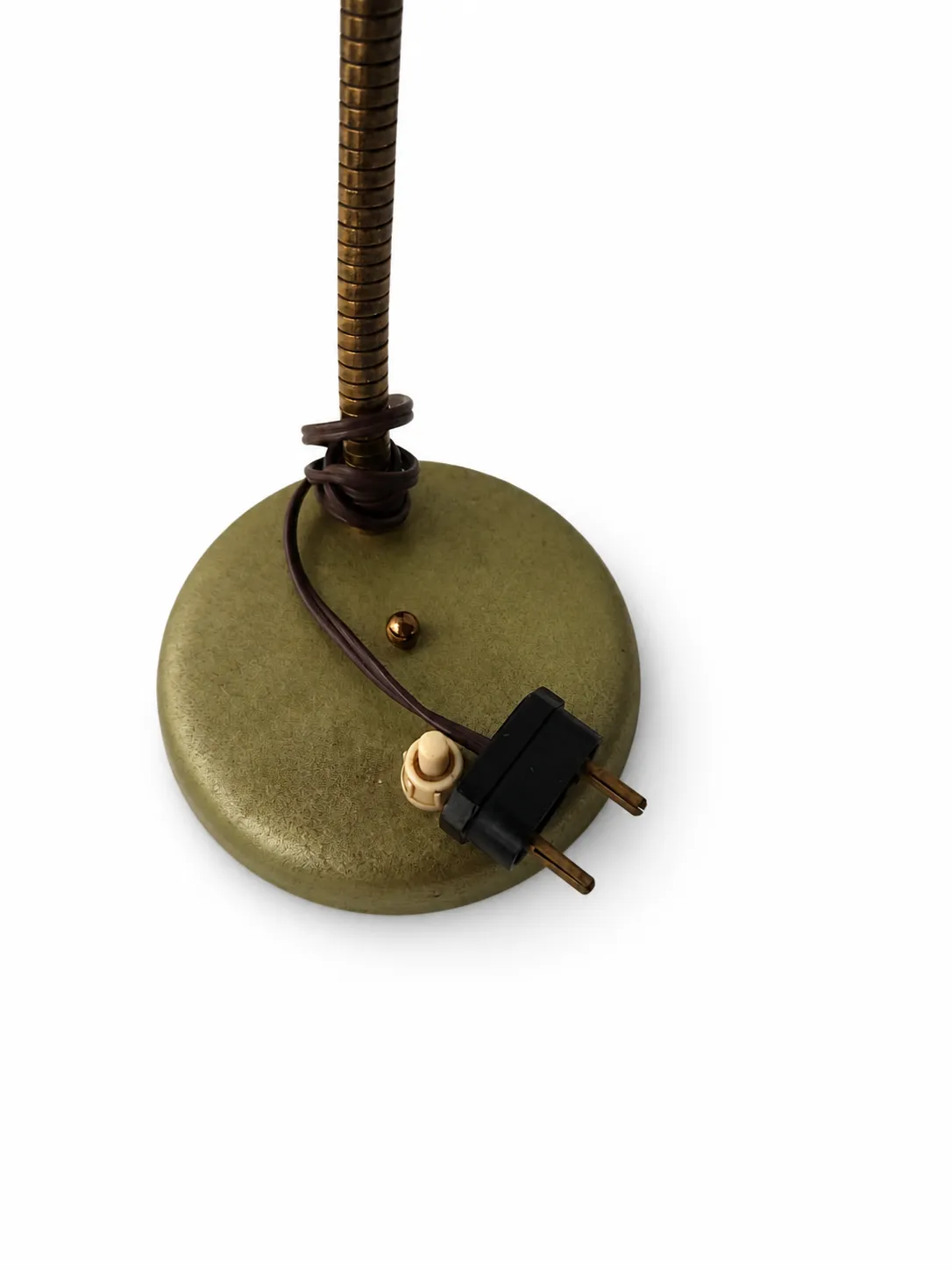 Base métallique de lampe murale vintage avec bras flexible et câble ancien