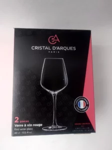 Boîte de 2 verres à vin rouge Cristal d’Arques Grand Château 40 cl, fabrication française.