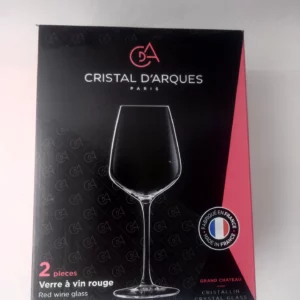 Boîte de 2 verres à vin rouge Cristal d’Arques Grand Château 40 cl, fabrication française.