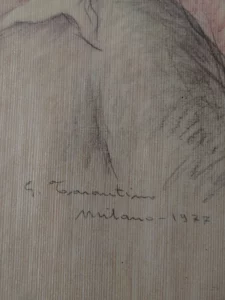 Détail de la signature G. Tencati Milano 1947 sur le dessin